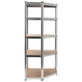 5-Layer Corner Shelf Silver Steel and Engineered Wood